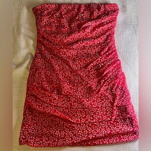 Coral Strapless Mini Dress